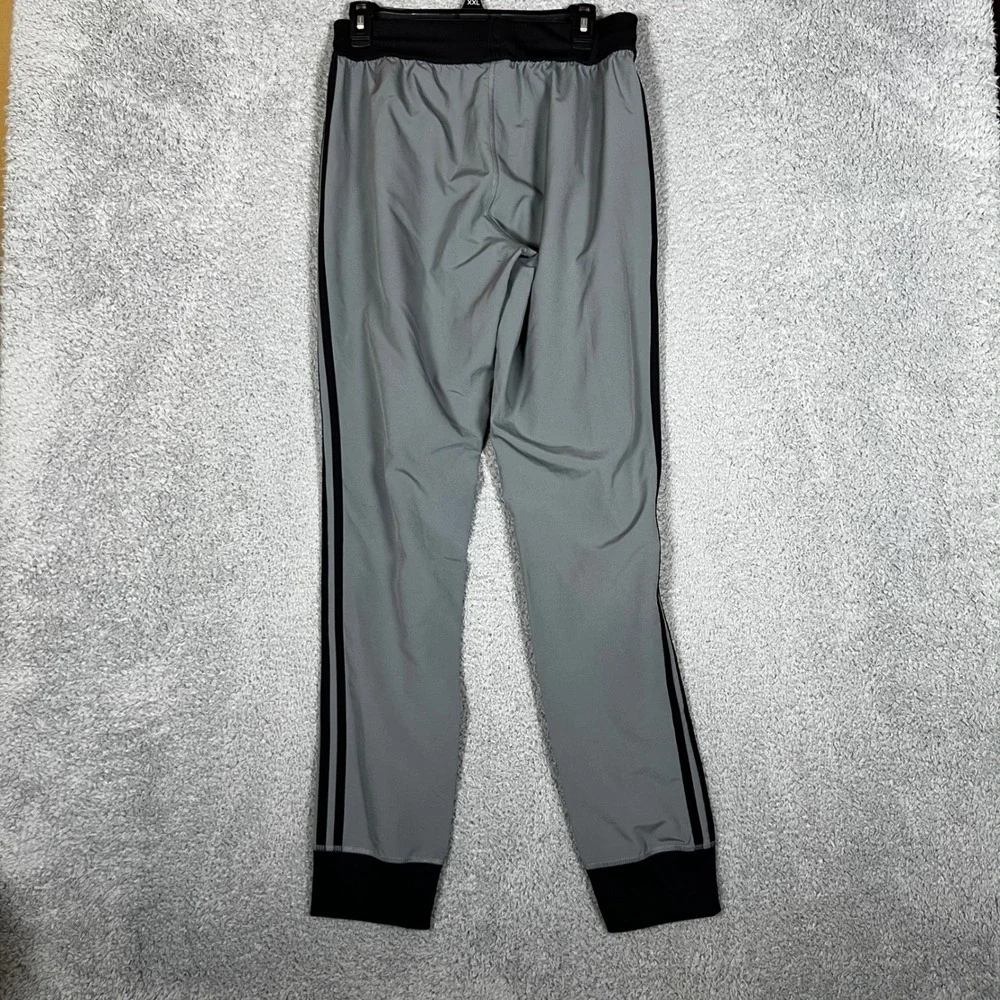 Adidas Jogger‎ Pants Mens M Grey Black Stripes Athletic Track Drawstring Run Gym